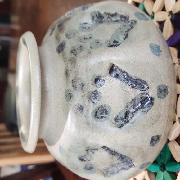 Gray Signed  Pottery Vase